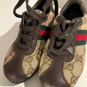 Gucci Kids Tan and Brown Sneakers